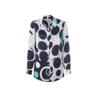 Satin-Hemdbluse, marine-hellblau-bedruckt
