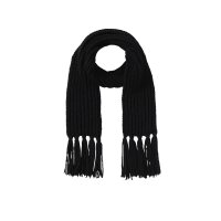 Woll-Strickschal m. Fransen, schwarz