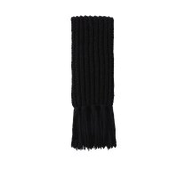 Woll-Strickschal m. Fransen, schwarz