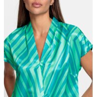 Satin print blouse, turquoise-blue green