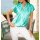 Satin print blouse, turquoise-blue green