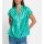 Satin print blouse, turquoise-blue green