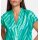 Satin print blouse, turquoise-blue green