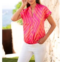 Satin-Druckbluse, fuchsia-hummer