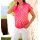 Satin-Druckbluse, fuchsia-hummer