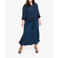 Maxi-Satinkleid und Bluse, nachtblau