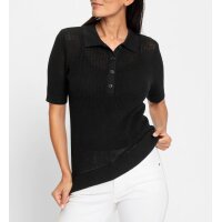 Ajour-Strick-Pullover m. Polokragen, schwarz