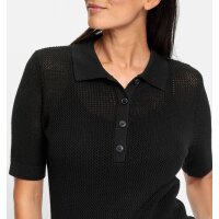 Ajour-Strick-Pullover m. Polokragen, schwarz
