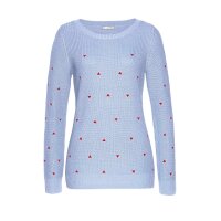 Pullover mit Stickerei, eisblau-rot