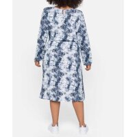 Midi-Kleid m. Kordelzug, blau-ecru