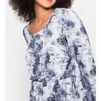 Midi-Kleid m. Kordelzug, blau-ecru