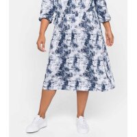 Midi-Kleid m. Kordelzug, blau-ecru