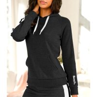 Marken-Kapuzensweatshirt m. Seitenstreifen, schwarz