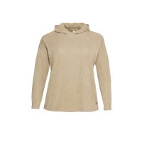 Sweter z kapturem i strukturą, w kolorze camelowym