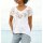 Shirt m. Blumenprint u. Ziersteinchen, ecru