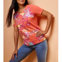 Druckshirt m. Glitzersteinchen, orange-fuchsia