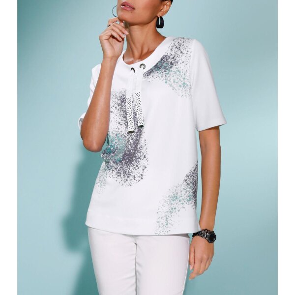 Sweatshirt with side slits, ecru-grey