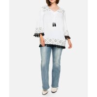 Tunika im Boho-Look, m. Quasten, weiß-schwarz