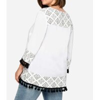 Tunika im Boho-Look, m. Quasten, weiß-schwarz