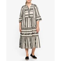3/4-Ärmeln-Ethnomusterkleid, natur-schwarz
