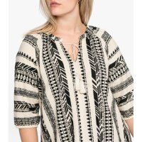 Ethnic pattern tunic blouse, nature-black