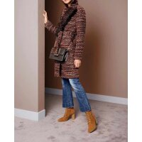 Designer-Wollmantel, braun-bunt