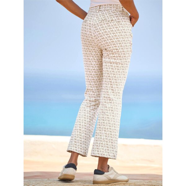 Druck-Stretchhose, beige-ecru