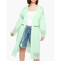 Kimonomantel m. Spitzen-Details, mint