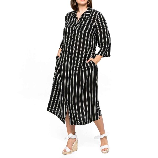 Shirt bluse dress, black-ecru