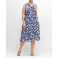 Chiffon-Druckkleid, rauchblau