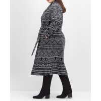 Coat with scarf collar, black-grey