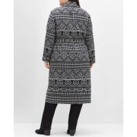 Coat with scarf collar, black-grey
