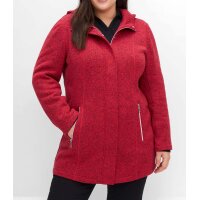 Knit fleece jacket with hood, red blend