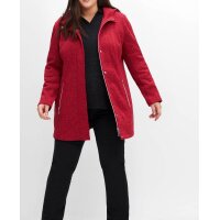 Strickfieece-Jacke m. Kapuze, rot-meliert