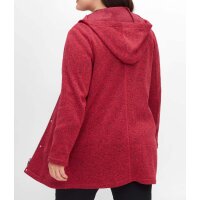 Strickfieece-Jacke m. Kapuze, rot-meliert