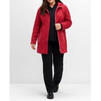 Strickfieece-Jacke m. Kapuze, rot-meliert