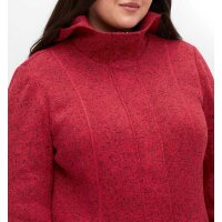 Strickfieece-Jacke m. Kapuze, rot-meliert