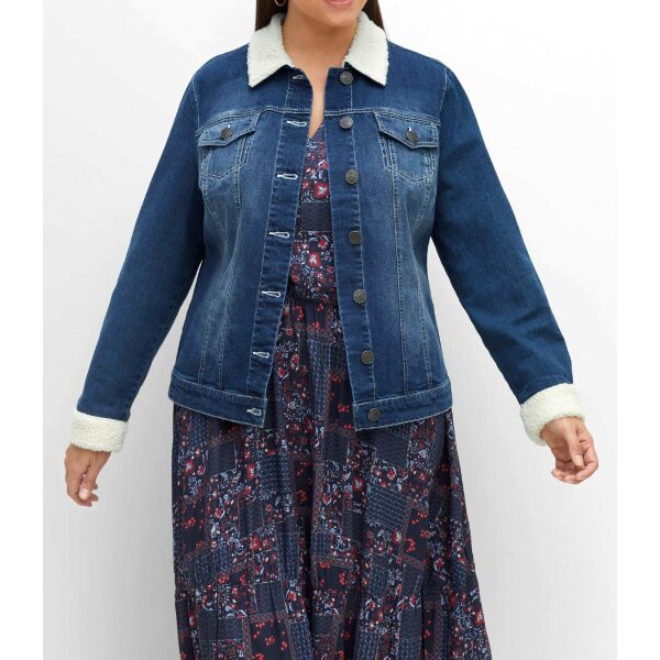 Jeansjacke m. Teddy-Webpelz, blue Denim