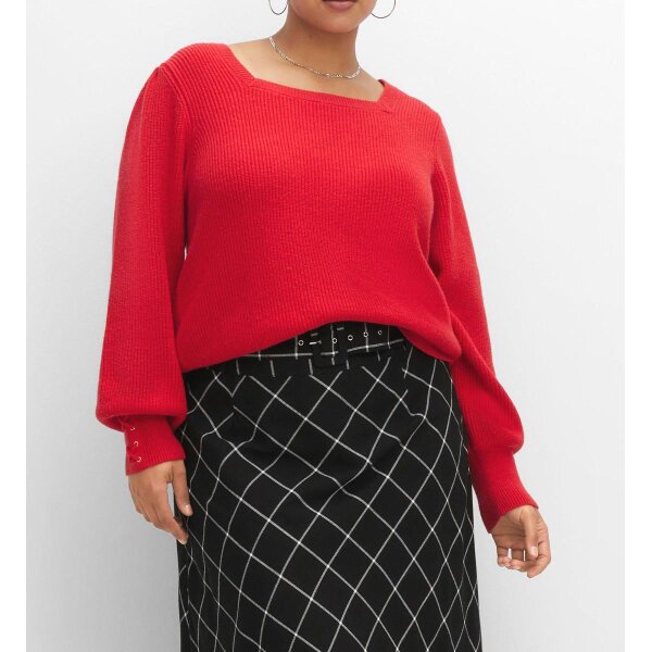 Sweater with lacing, red