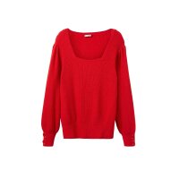 Pullover m.Schmuckschnürung, mohnrot