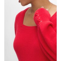 Sweater with lacing, red