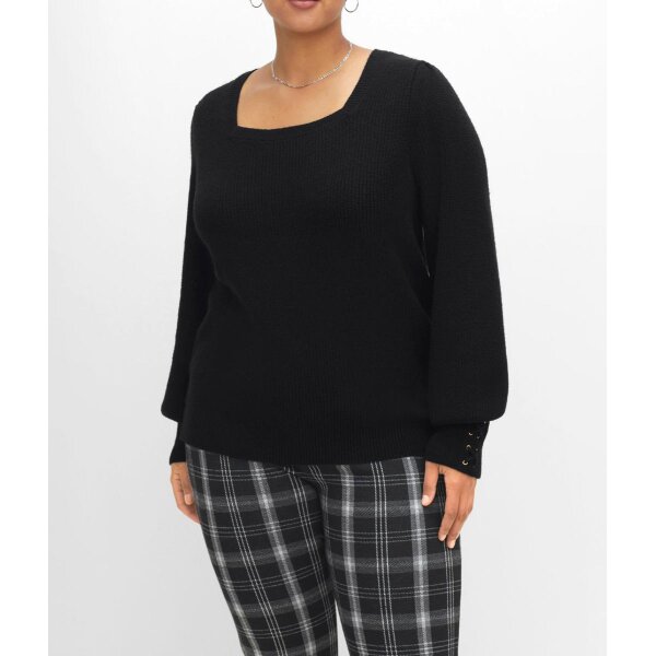 Pullover m.Schmuckschnürung, schwarz