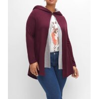 Longstrickjacke mit doppellagiger Verarbeitung, weinrot