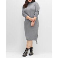 Strickkleid mit Tunnelzug am Saum, grau meliert
