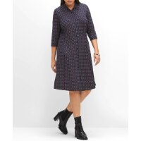 Jersey-Druckkleid, nachtblau-bordeaux