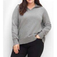Pullover m. Kragen, grau-meliert