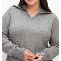 Sweater with collr, grey blend