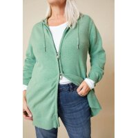 Reißverschluss-Strickjacke m. Kapuze, salbeigrün