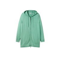 Reißverschluss-Strickjacke m. Kapuze, salbeigrün