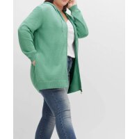 Reißverschluss-Strickjacke m. Kapuze, salbeigrün